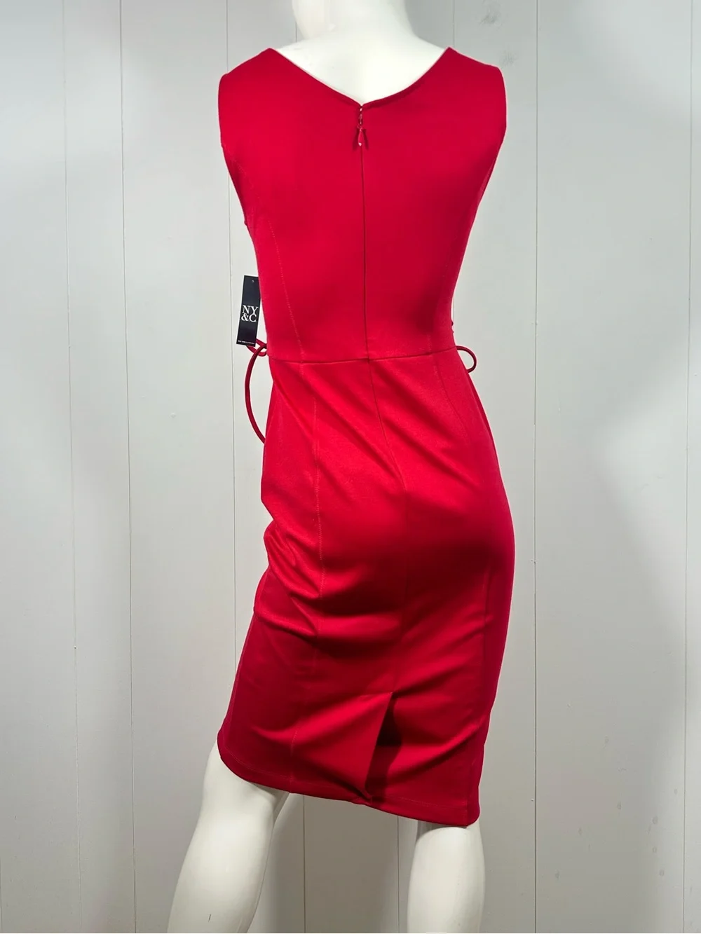 NWT New York and Company Size Small S Red Sheath Sleeveless Dress Knee Length - Picture 5 of 11